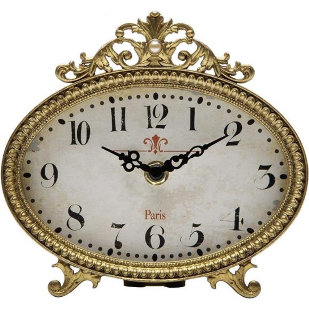 Vintage Table Clock, French Turquoise Color Rococo Style Desk Clock